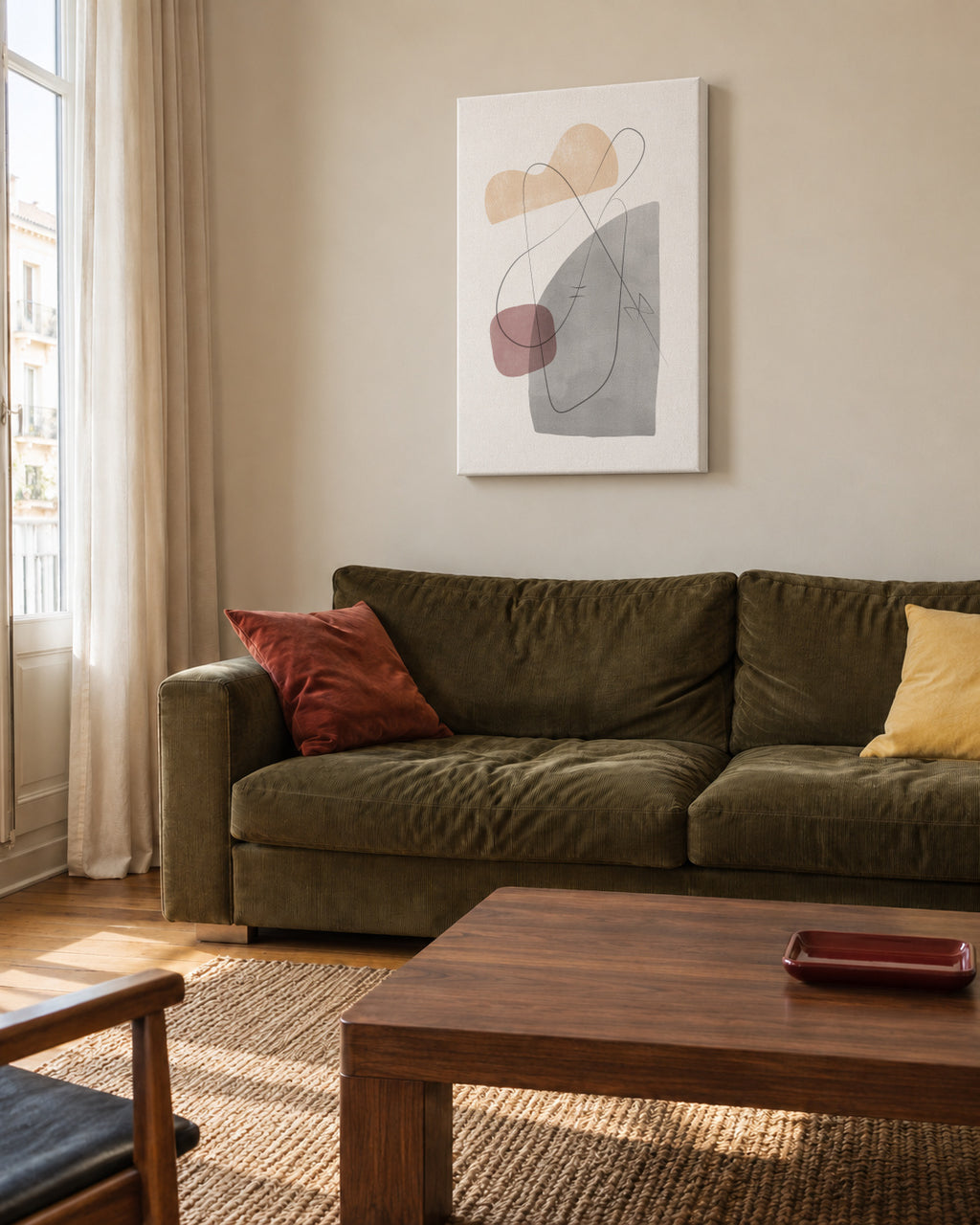 Abstract N 23 - Unframed canvas in an interior