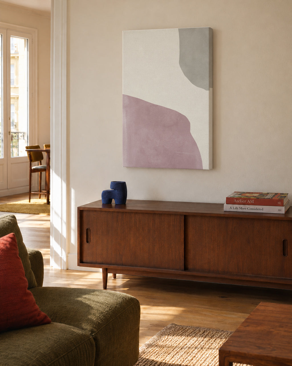 Abstract N 28 - Unframed canvas in an interior