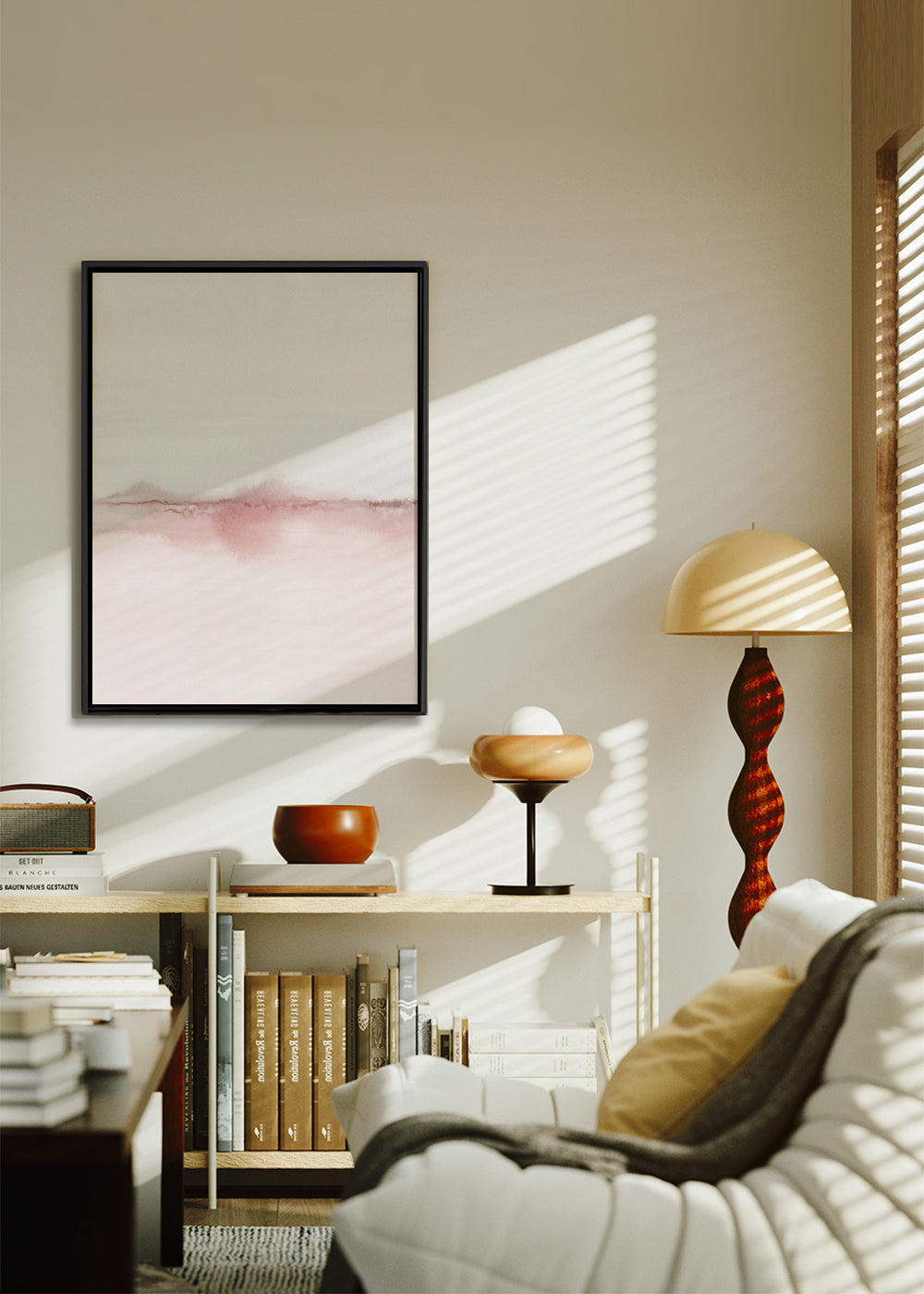 Watercolor Landscape N 30 - Framed canvas in an interior