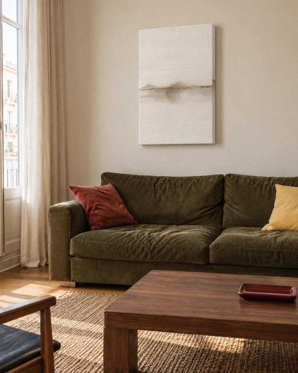 Watercolor Landscape N 32 - Unframed canvas in an interior