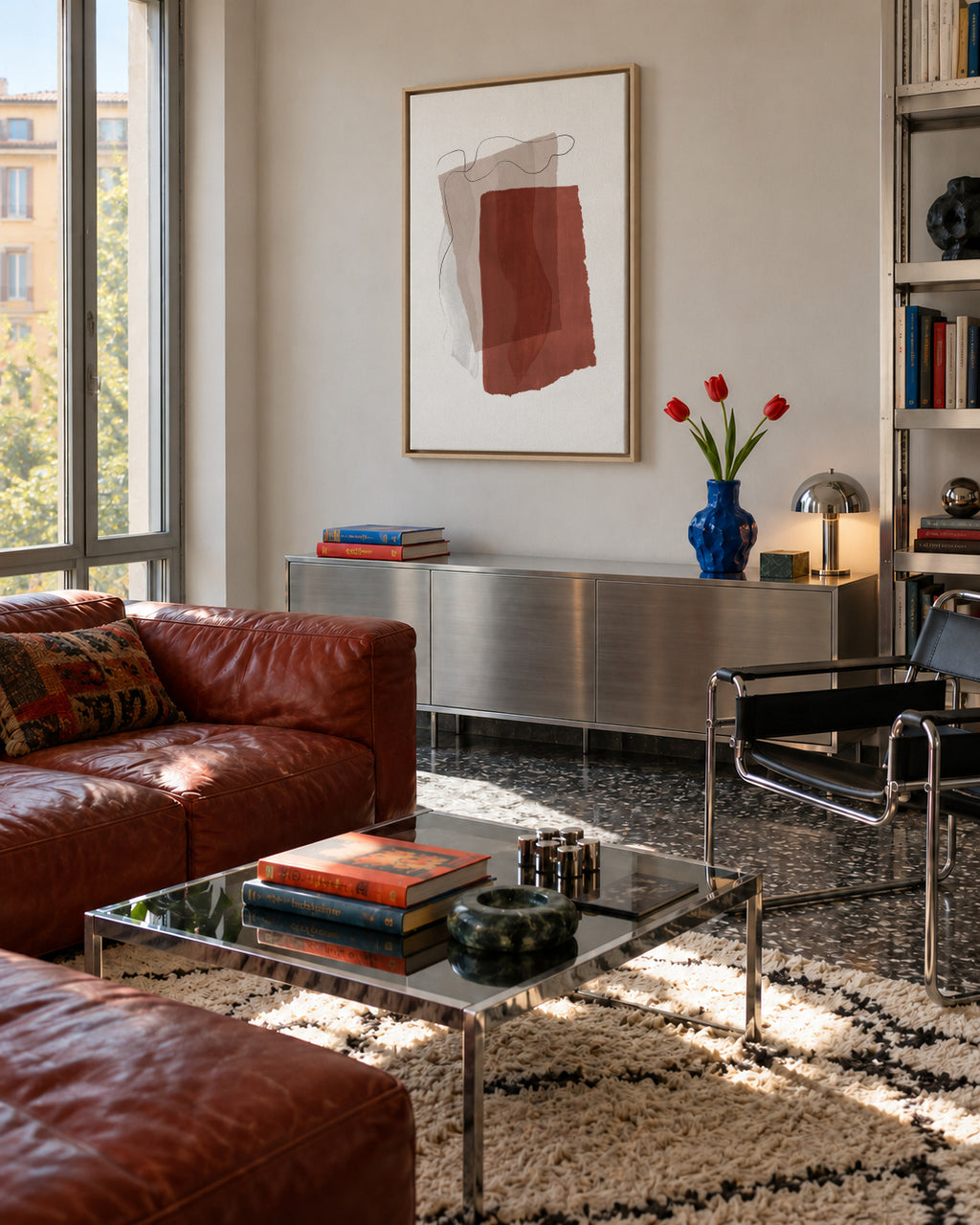 Abstract N 35 - Burnt Orange - Framed canvas in an interior