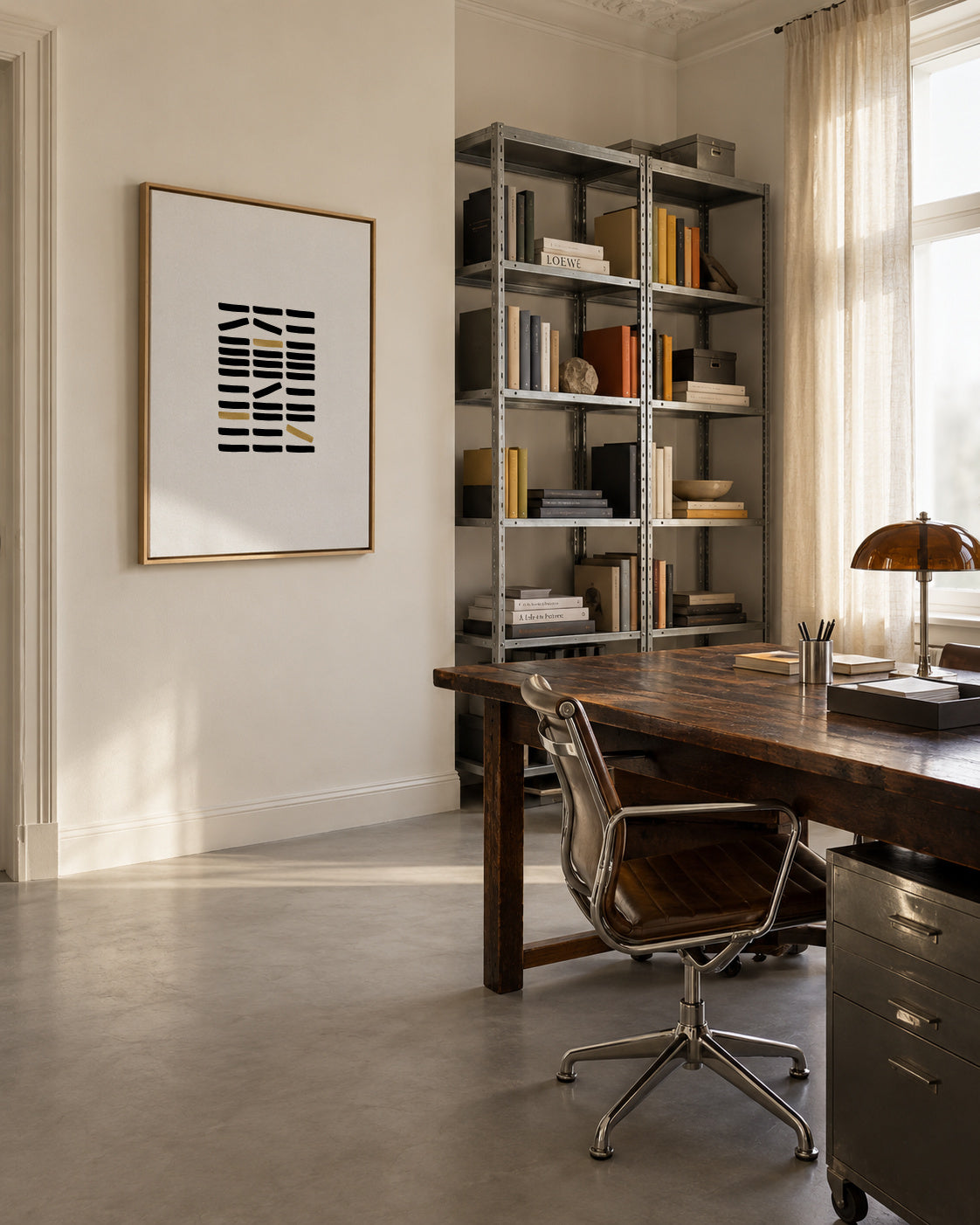 Black & gold abstract - Framed canvas in an interior