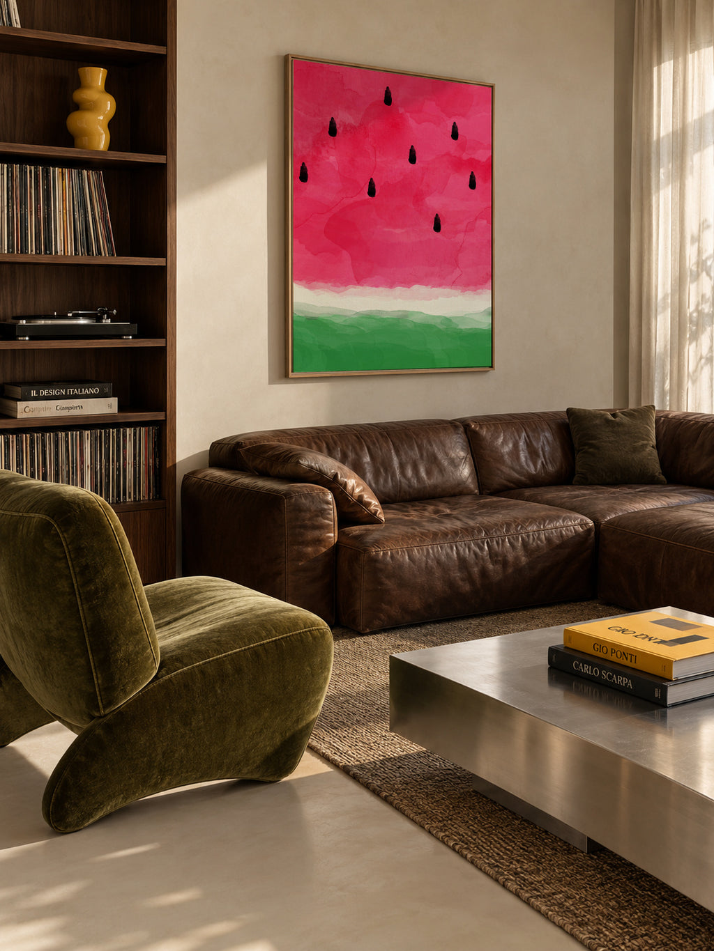Watermelon abstract - Framed canvas in an interior