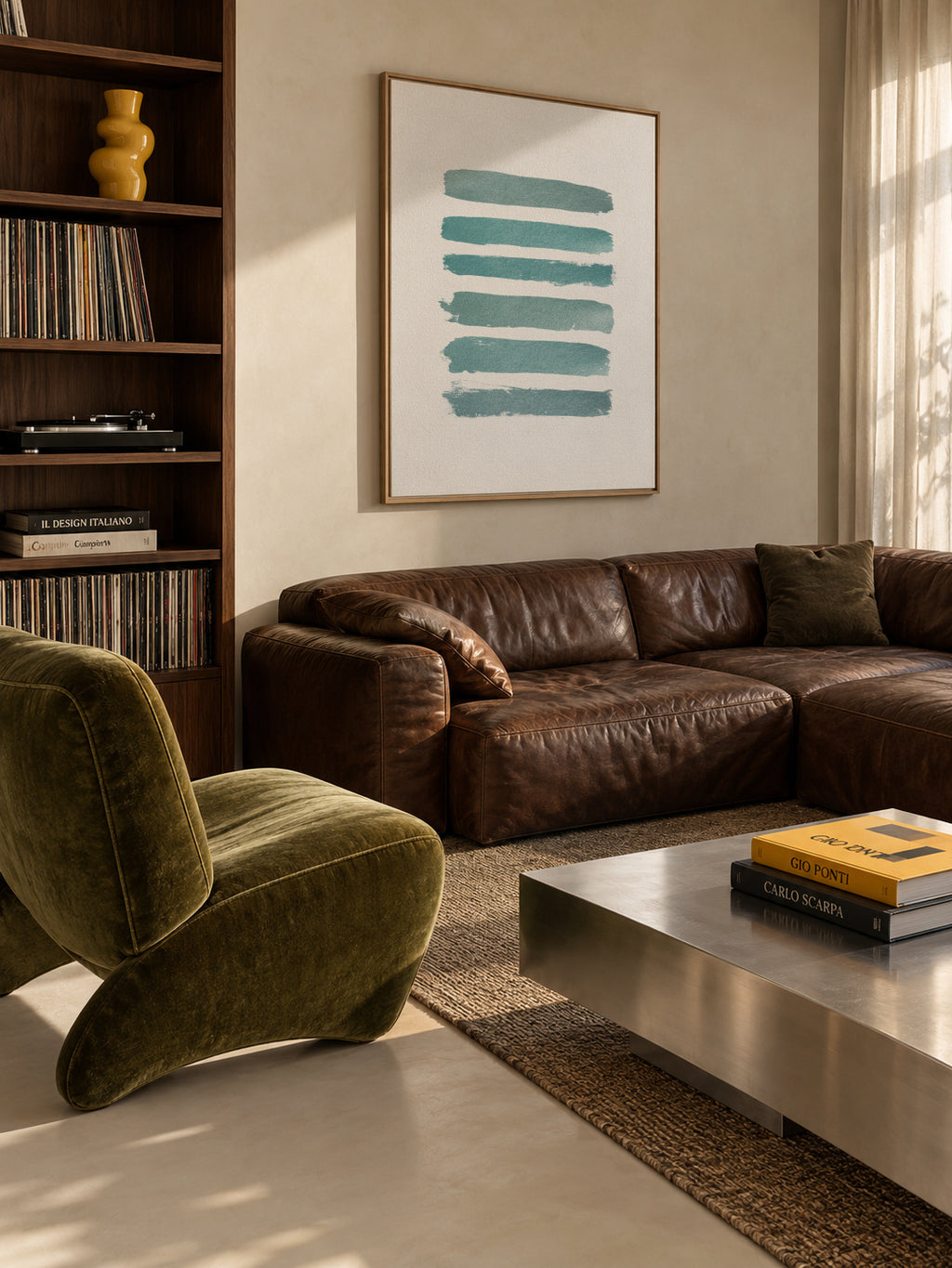 Ombre Turquoise - Framed canvas in an interior