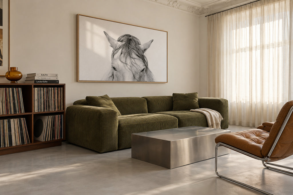 Horses Head 2 - Framed canvas in an interior