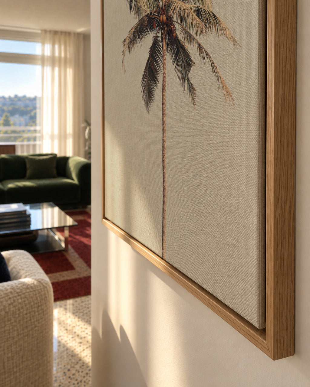 Palm tree by the beach - Framed canvas detail