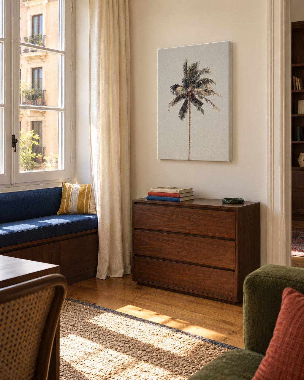 Palm tree by the beach - Unframed canvas in an interior