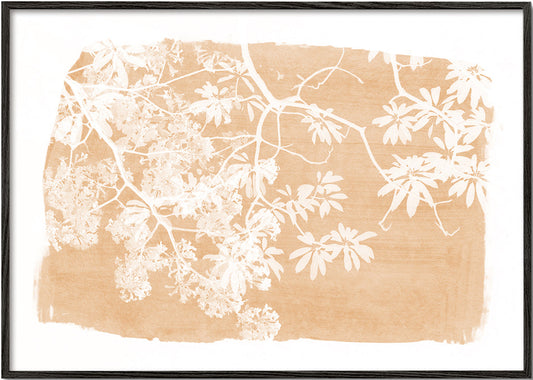 Tree foliage on orange paint