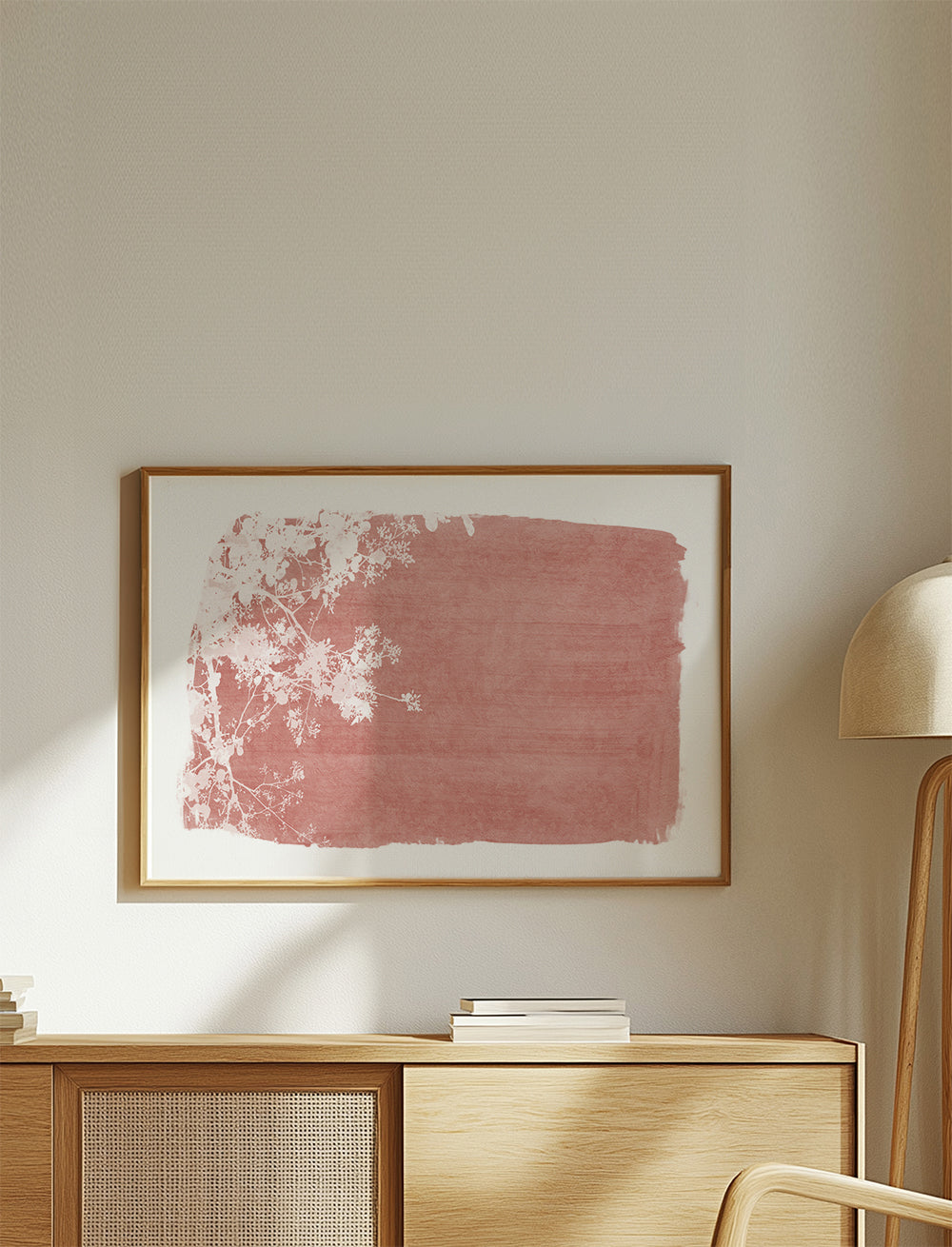 Tree foliage on red paint