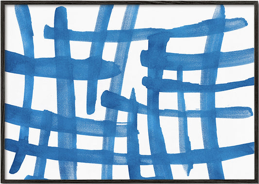 Abstract Lines Blue and White Painting 01