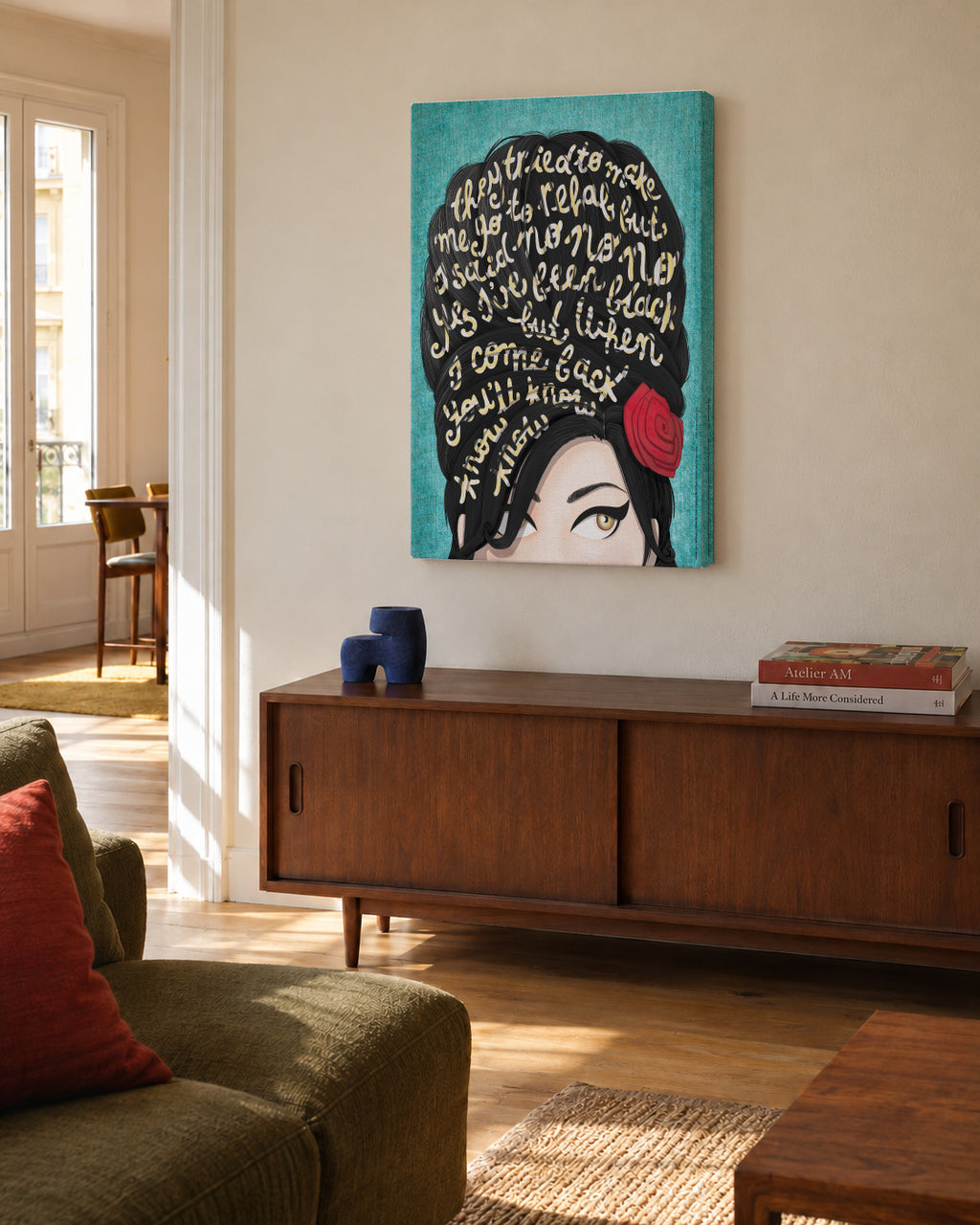 Rehab - Unframed canvas in an interior
