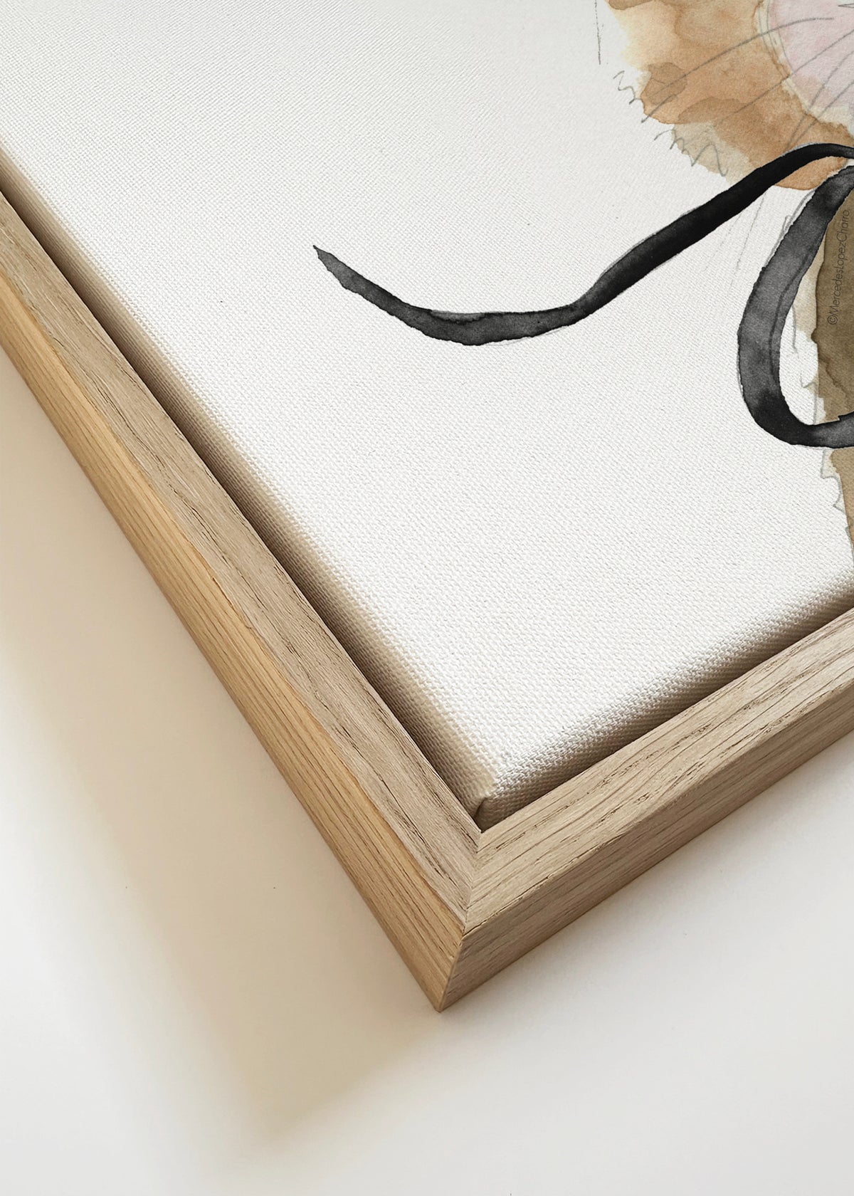 Bunny with bow - Framed canvas detail