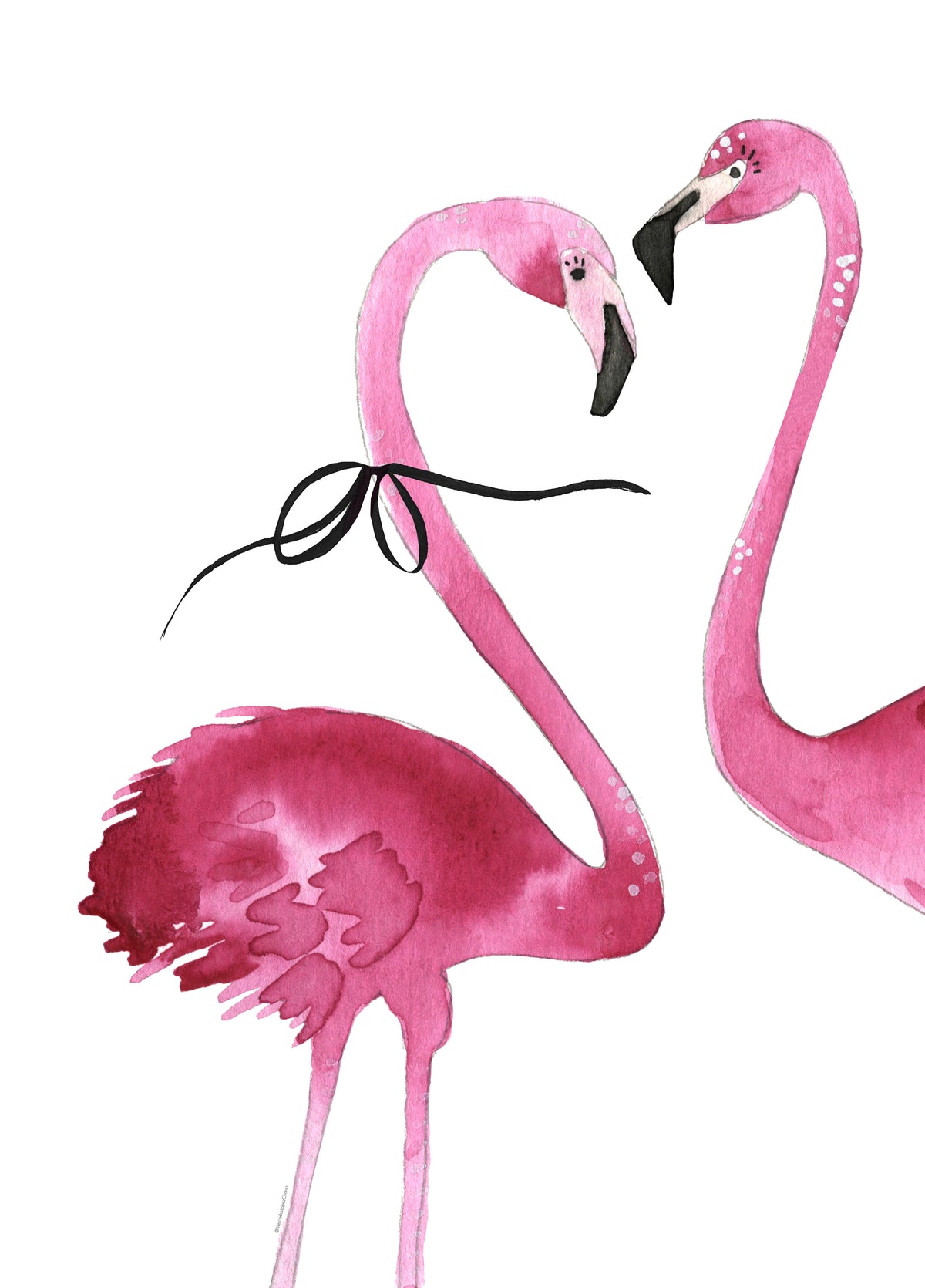 Flamingo couple cropped - Unframed art print