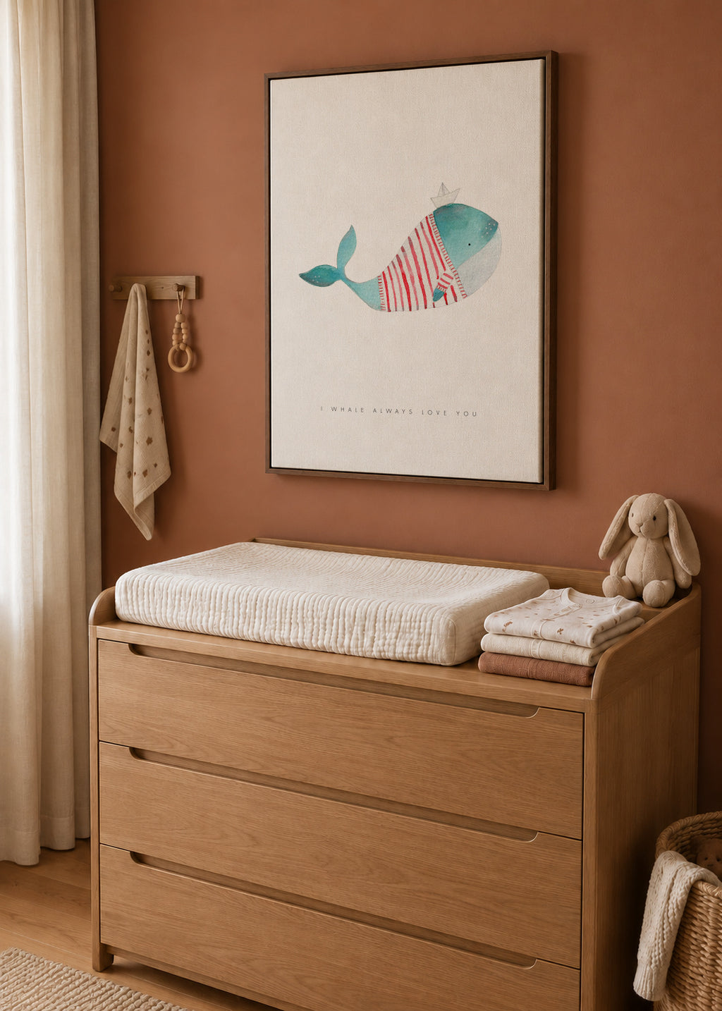 Whale solo - Framed canvas in an interior