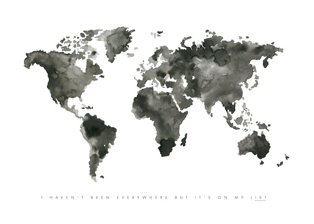 World map monochrome - Unframed art print