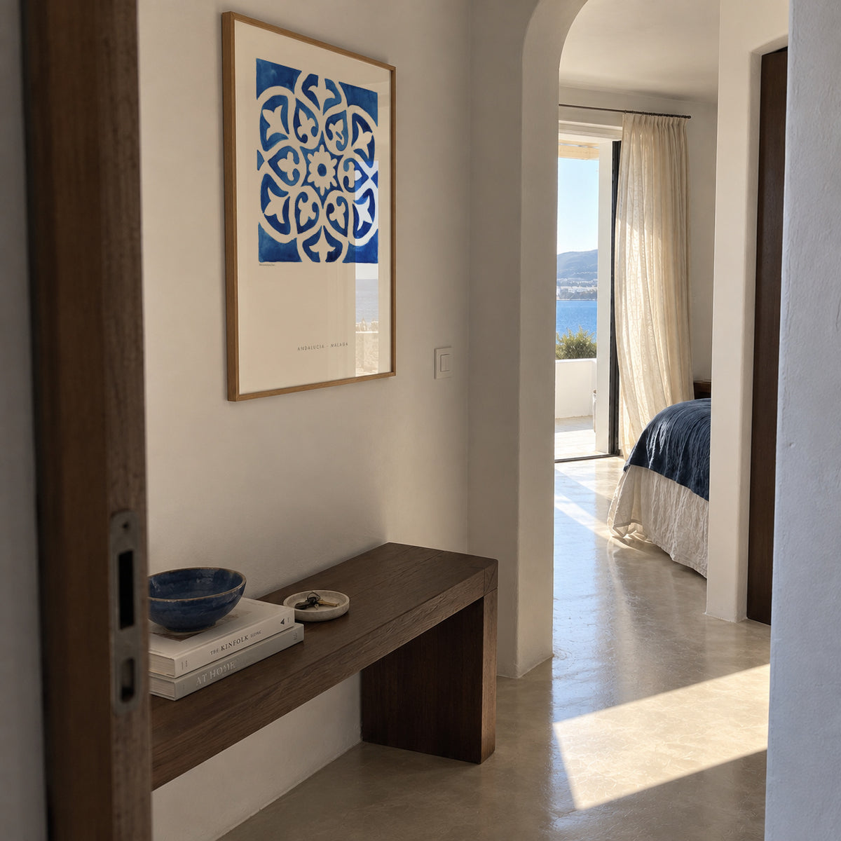 Tile Malaga blue - Framed poster in an interior