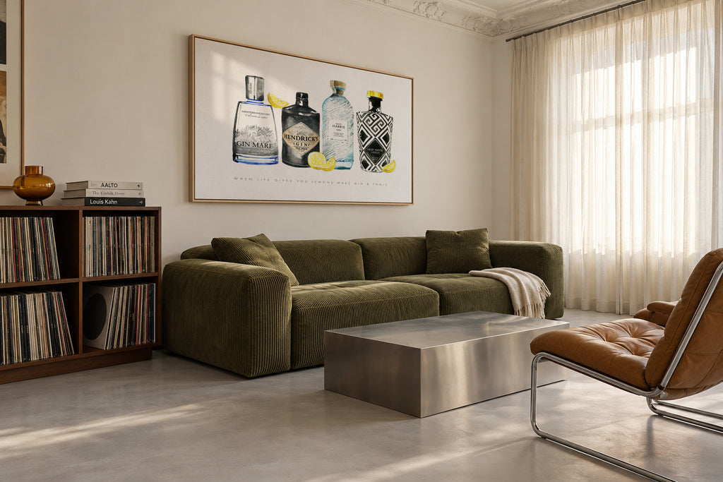 Gin lemons - Framed canvas in an interior