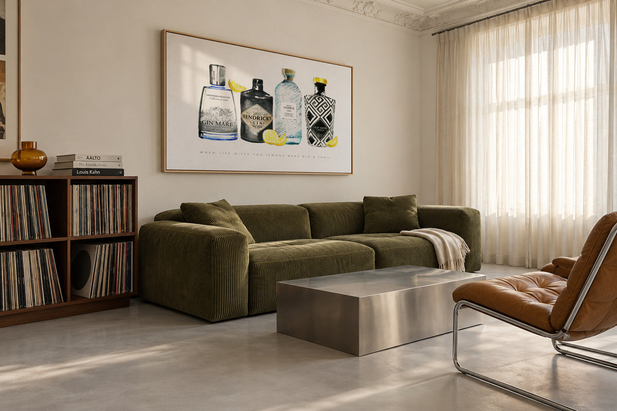 Gin lemons - Framed canvas in an interior
