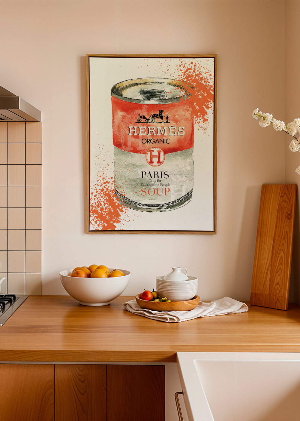 Kitchen art Hermes Soup illustrated can | Wall art, framed prints