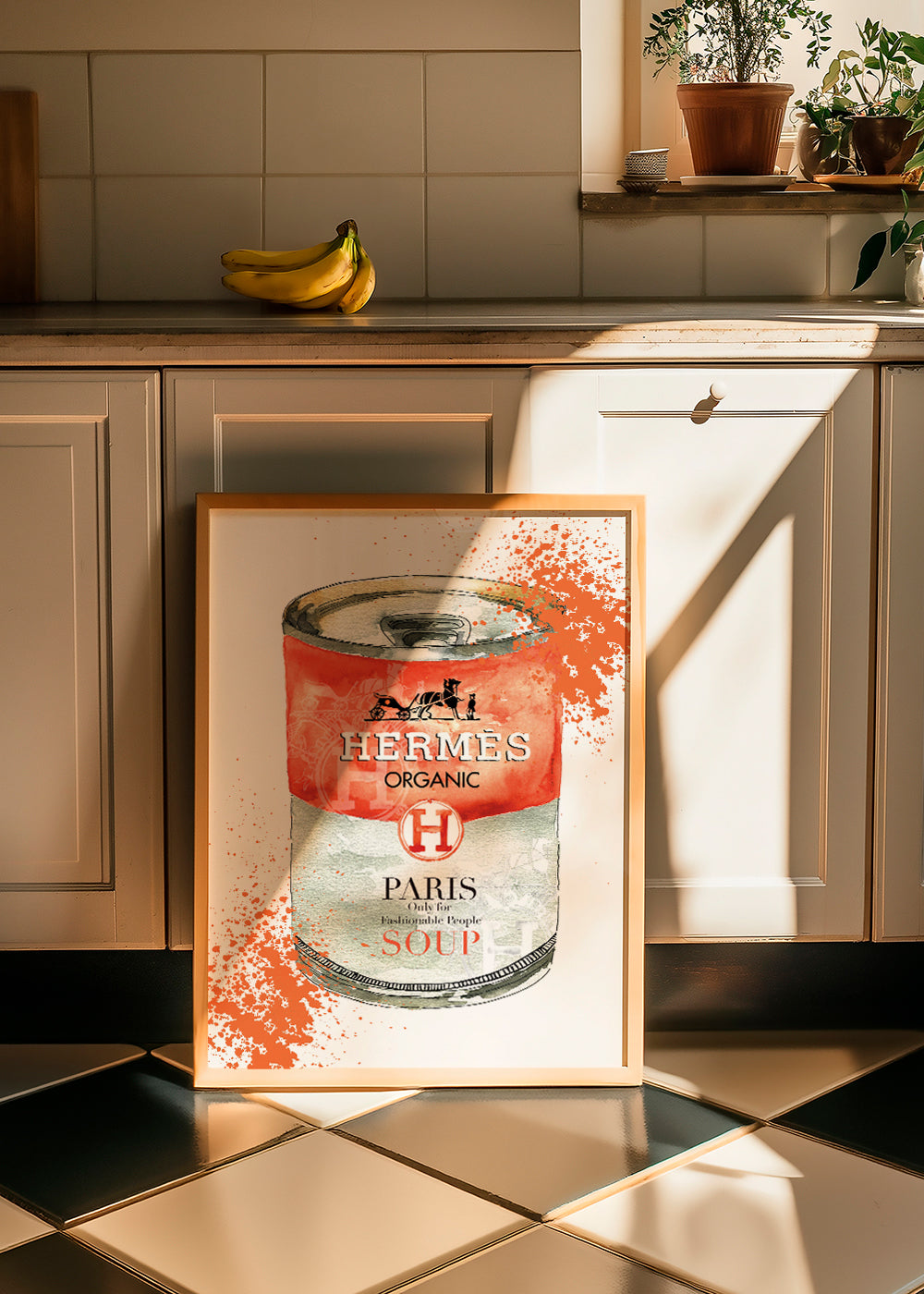 Kitchen art Hermes Soup illustrated can | Wall art, framed prints