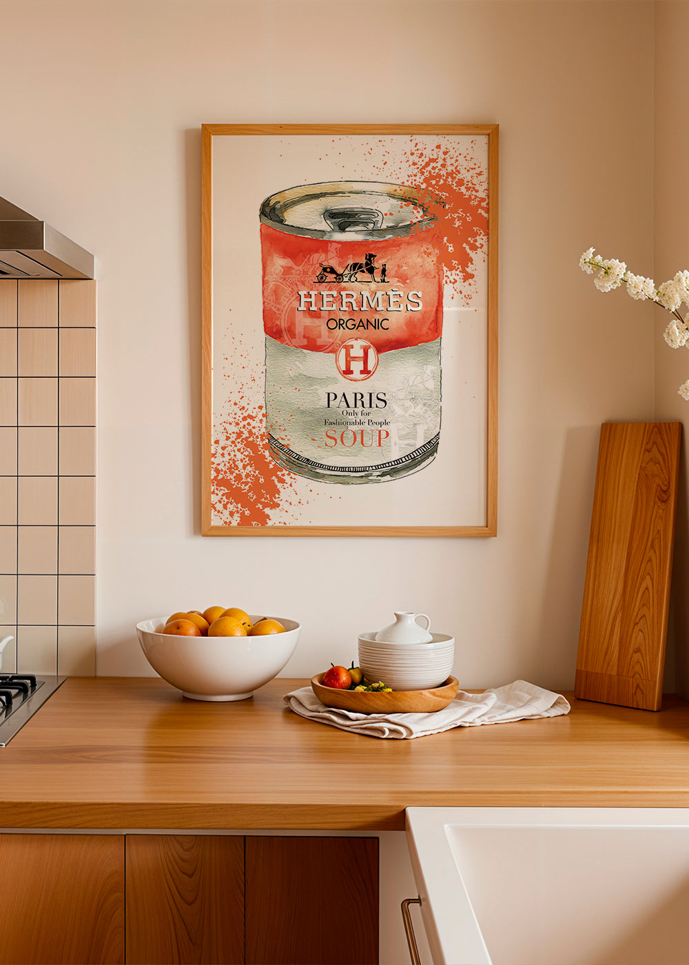 Kitchen art Hermes Soup illustrated can | Wall art, framed prints