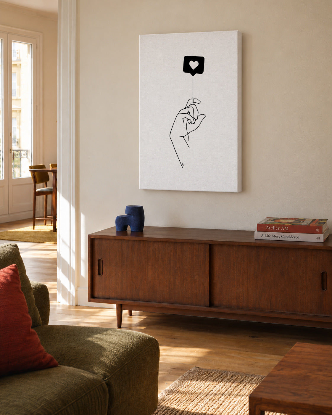 Love is in the air - Unframed canvas in an interior