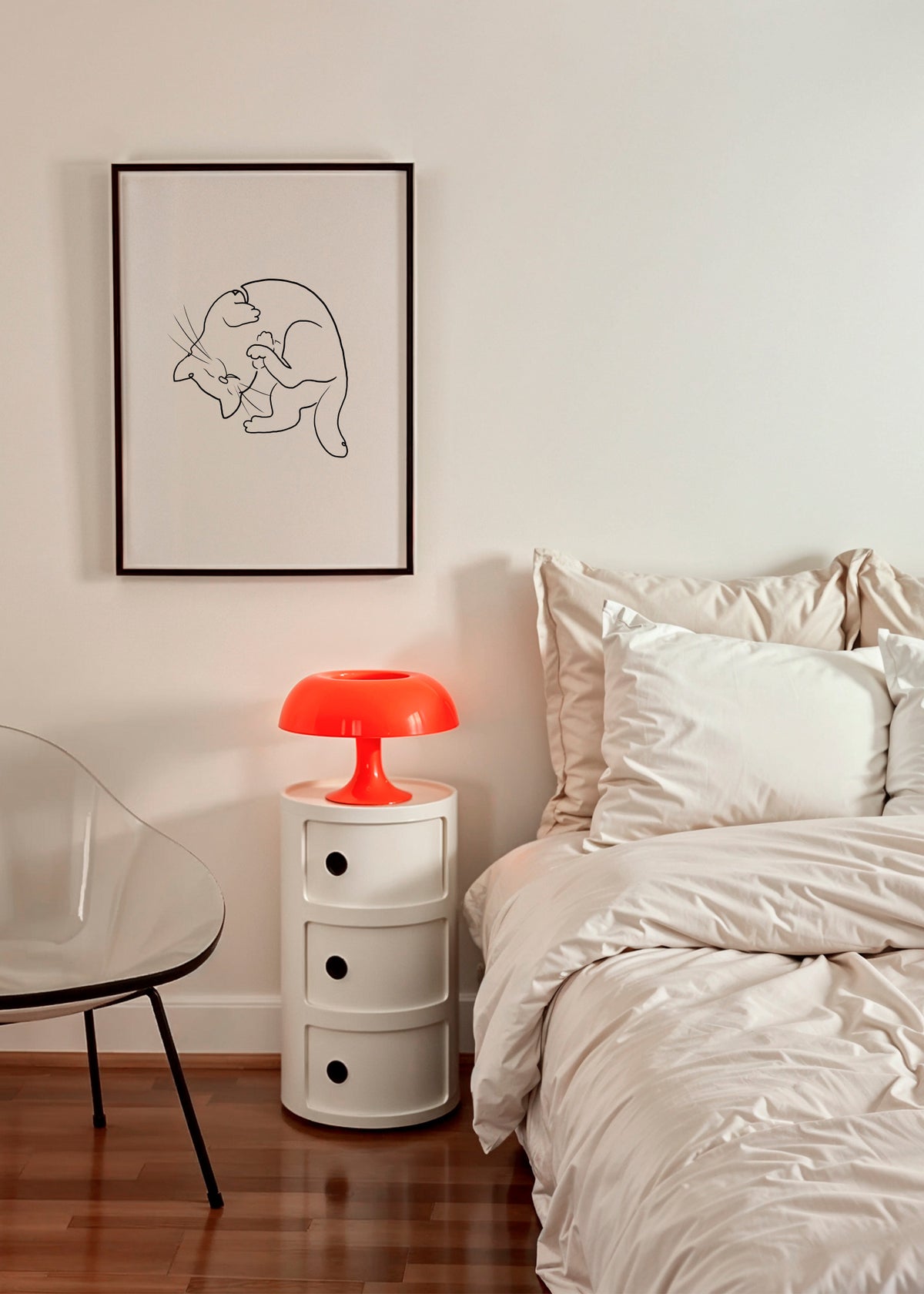Cat Line No.1 - Framed poster in an interior