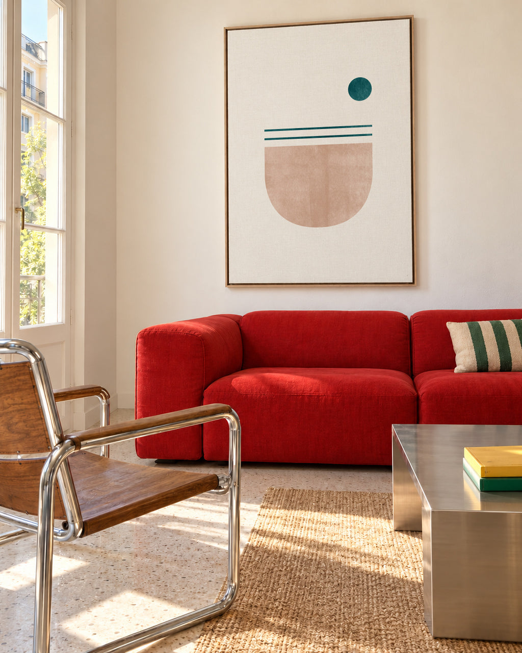 Geometric No 05 - Framed canvas in an interior