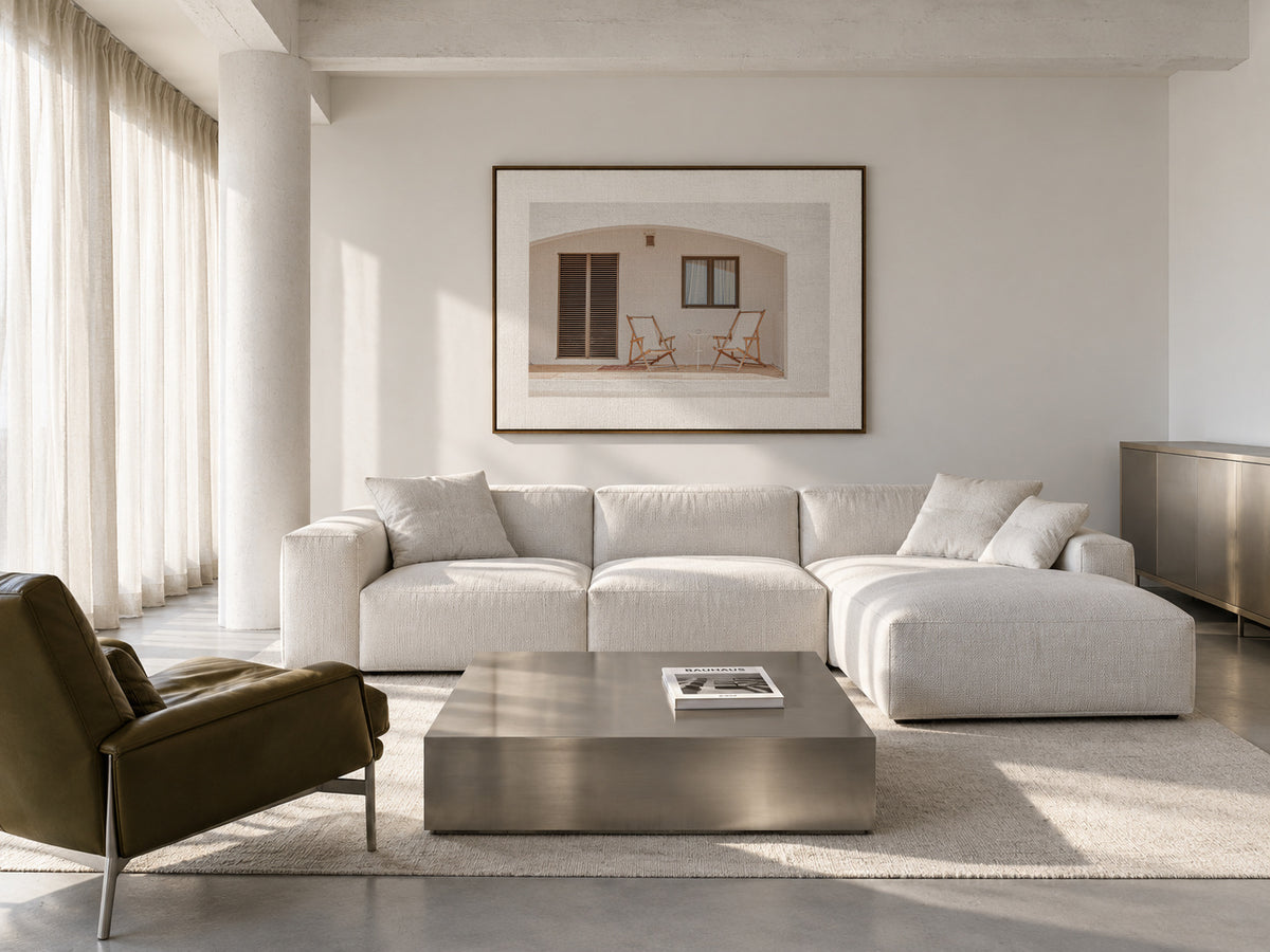 Formentera XI - Framed canvas in an interior