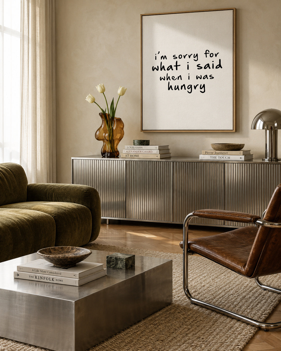 Hungry - Framed canvas in an interior