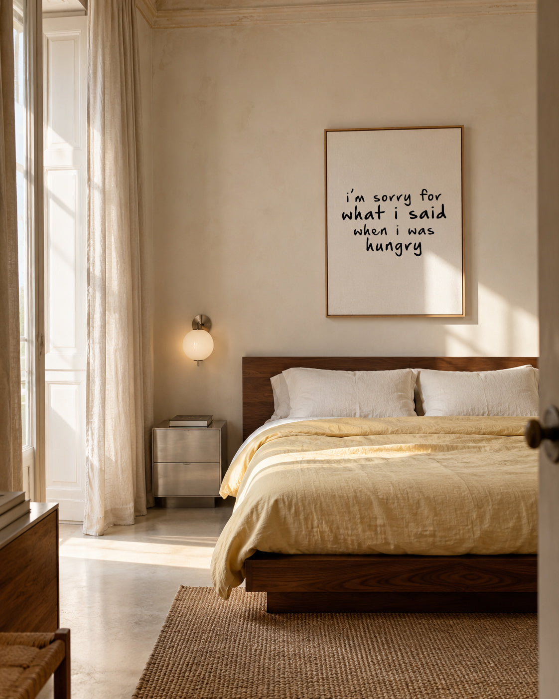 Hungry - Framed canvas in an interior
