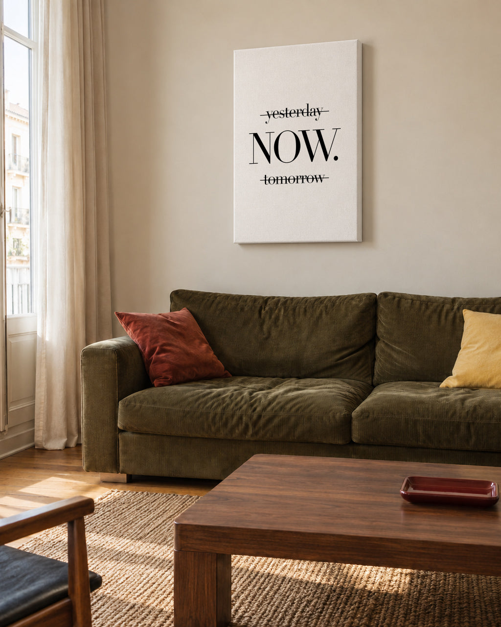 Now - Unframed canvas in an interior