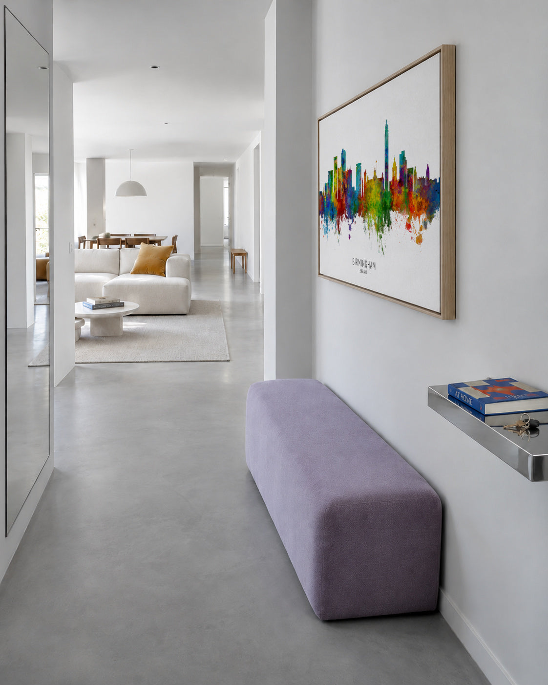 Birmingham Skyline multicolor - Framed canvas in an interior