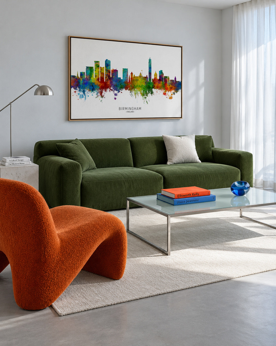 Birmingham Skyline multicolor - Framed canvas in an interior