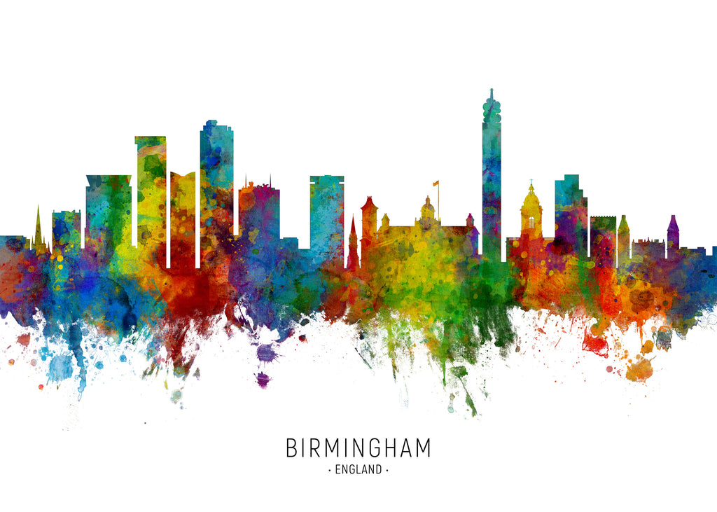 Birmingham Skyline multicolor - Unframed art print