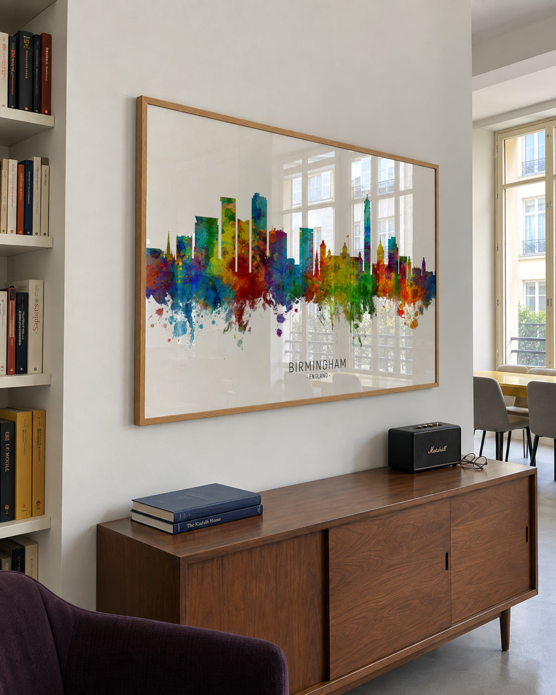 Birmingham Skyline multicolor - Framed poster in an interior