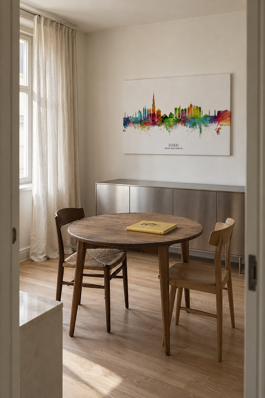 Dubai Skyline multicolor - Unframed canvas in an interior