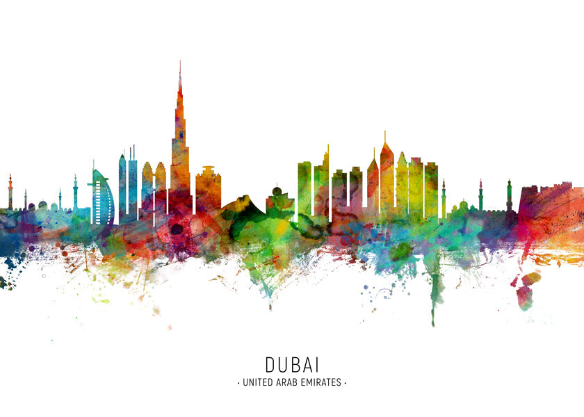 Dubai skyline multicolour