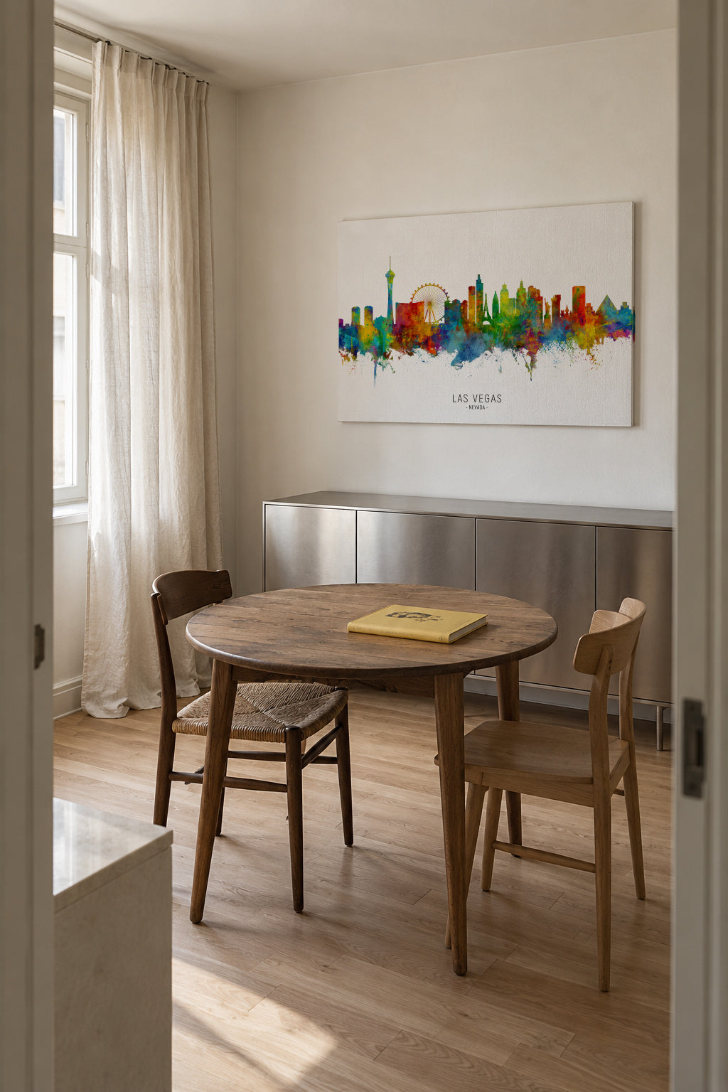 Las Vegas Skyline multicolor - Unframed canvas in an interior