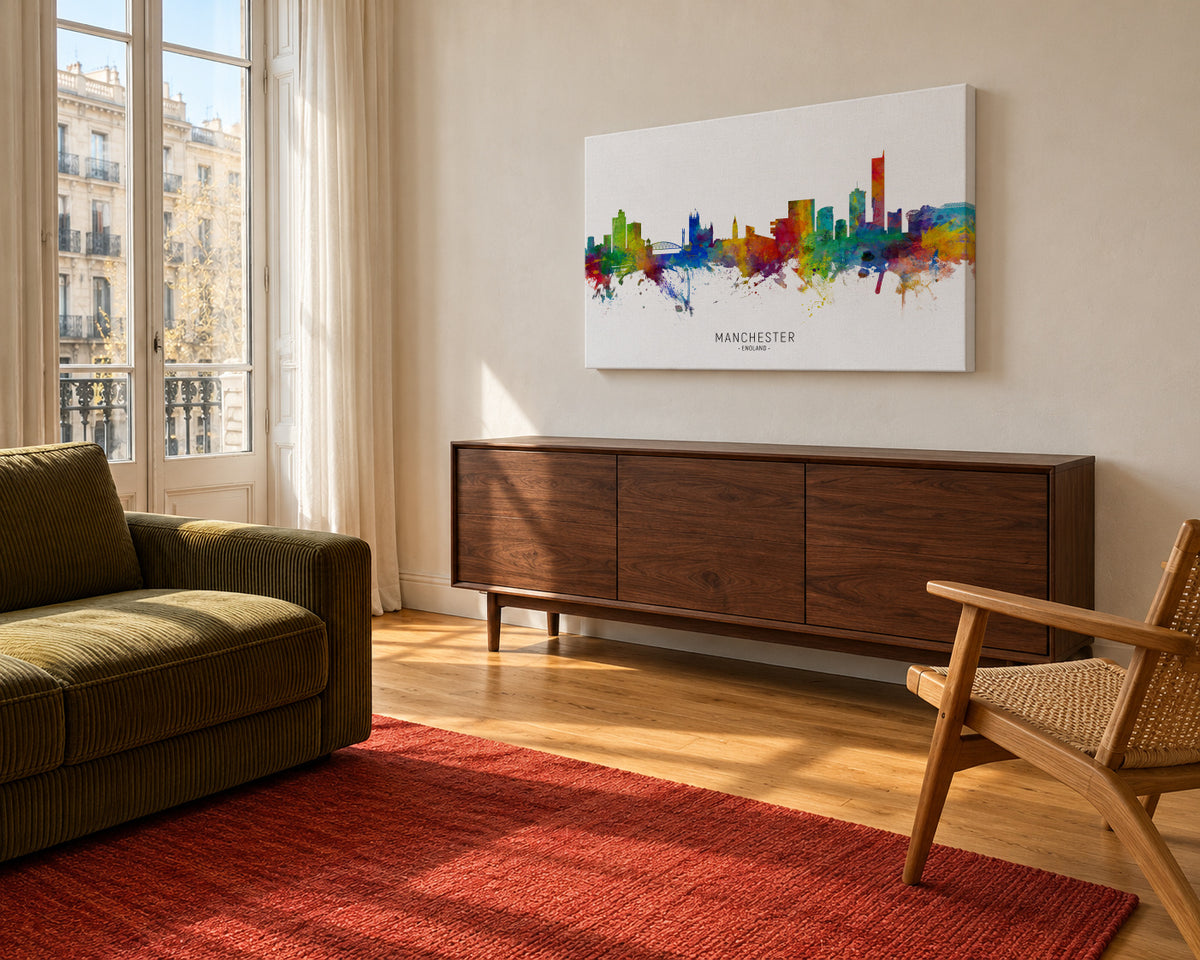 Manchester Skyline multicolor - Unframed canvas in an interior
