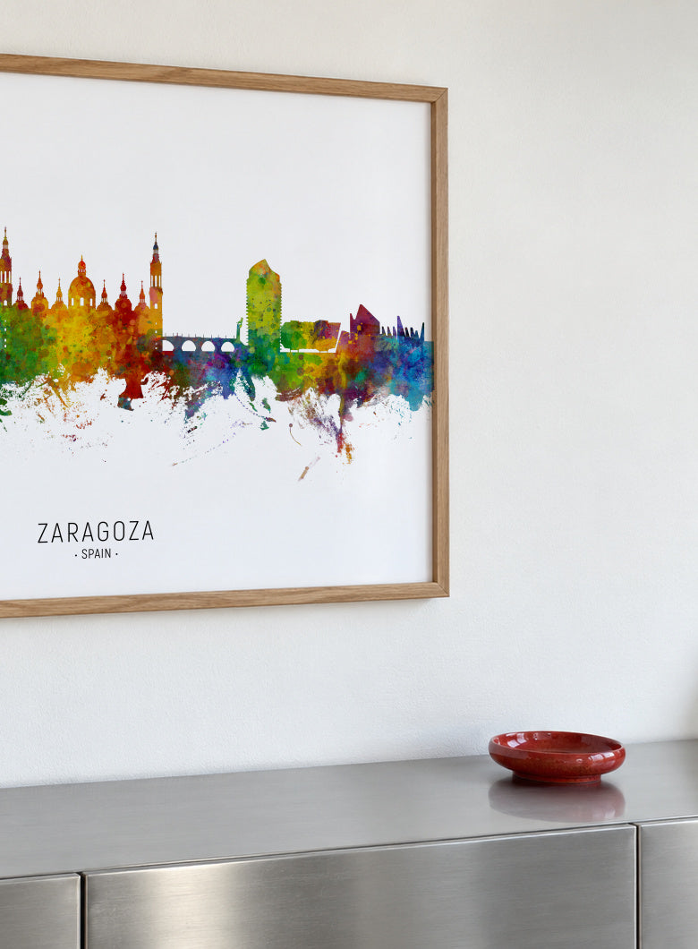 Zaragoza Skyline multicolor - Framed poster detail