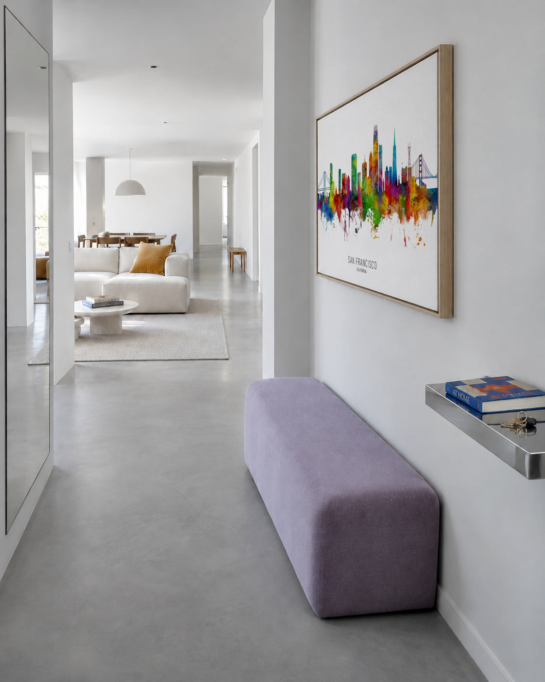 San Francisco Skyline multicolor - Framed canvas in an interior