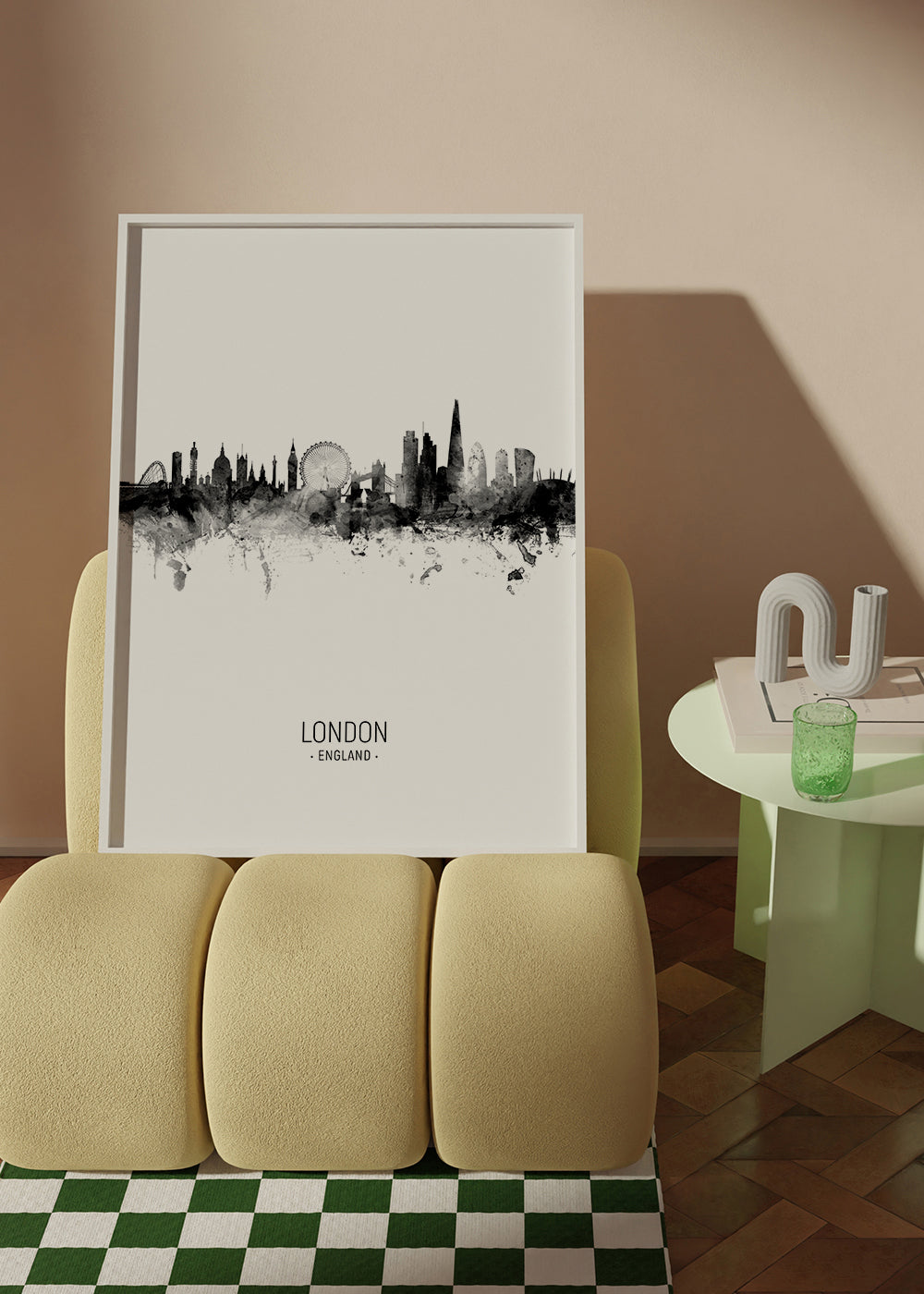 London skyline black and white