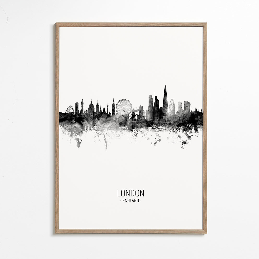 London skyline black and white