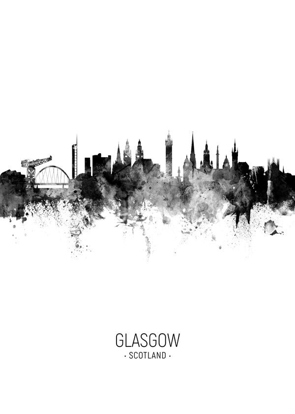Glasgow skyline black and white