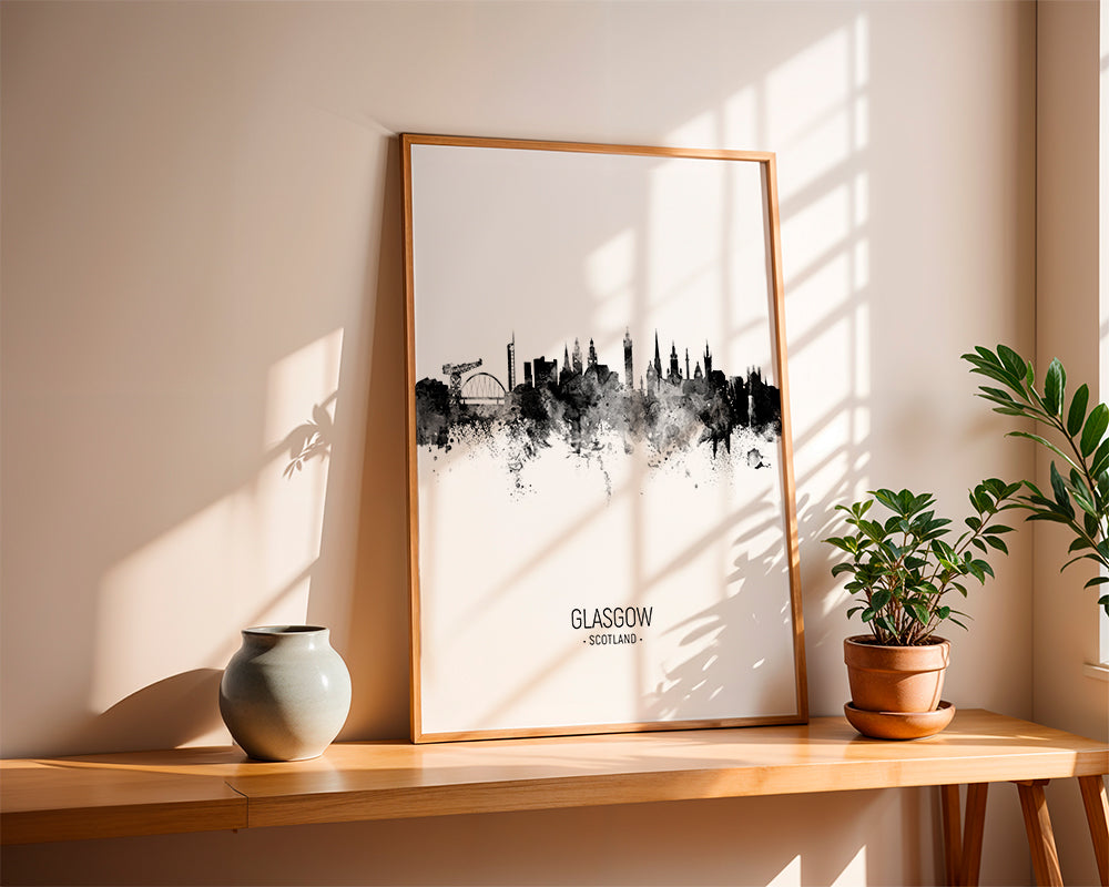 Glasgow skyline black and white