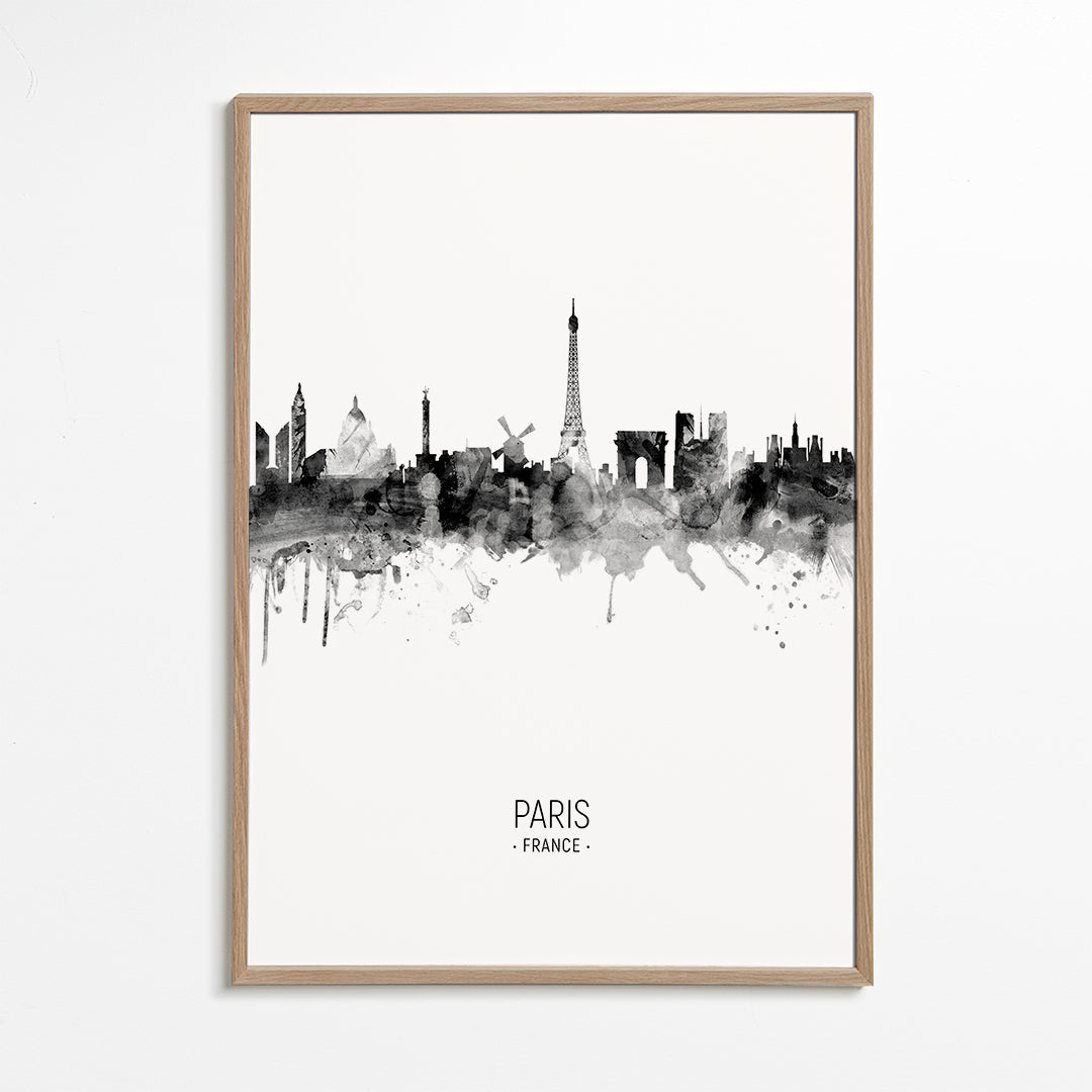 Paris skyline black and white
