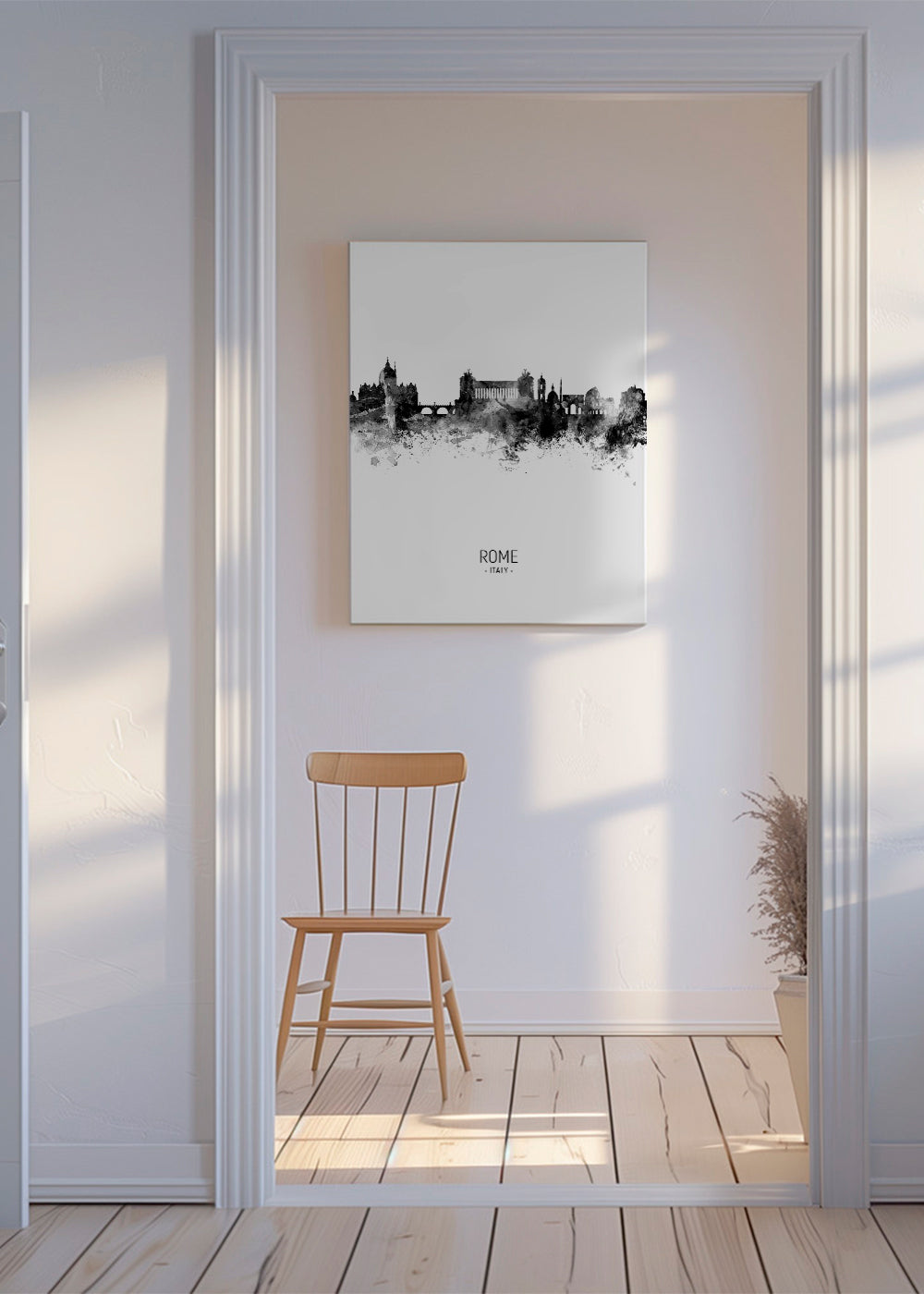 Rome skyline black and white