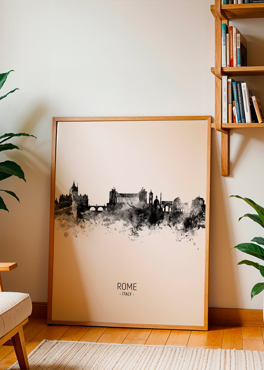 Rome skyline black and white