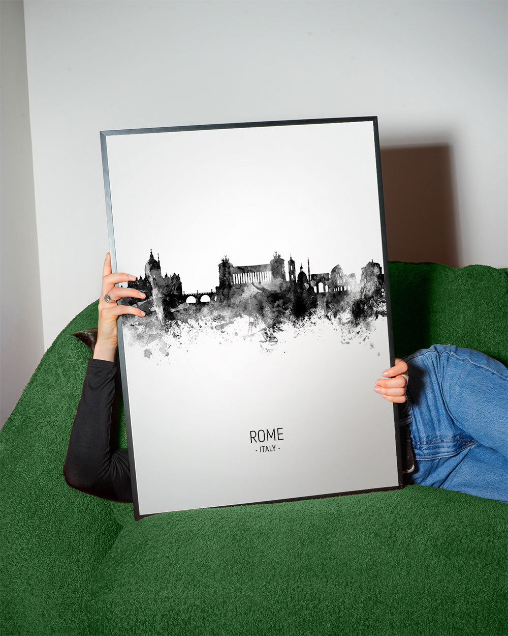 Rome skyline black and white